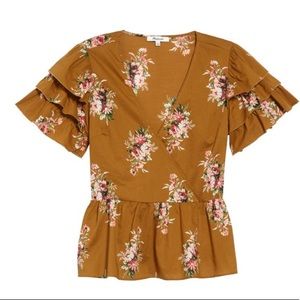 Madewell tier-sleeved peplum top